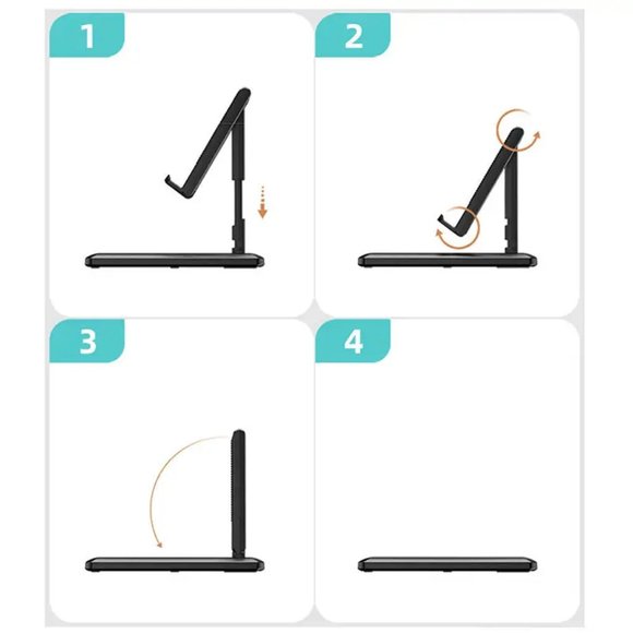 NIB- White Foldable Tablet Mobile Phone Desktop Stand For IPad-Iphone - Picture 5 of 15